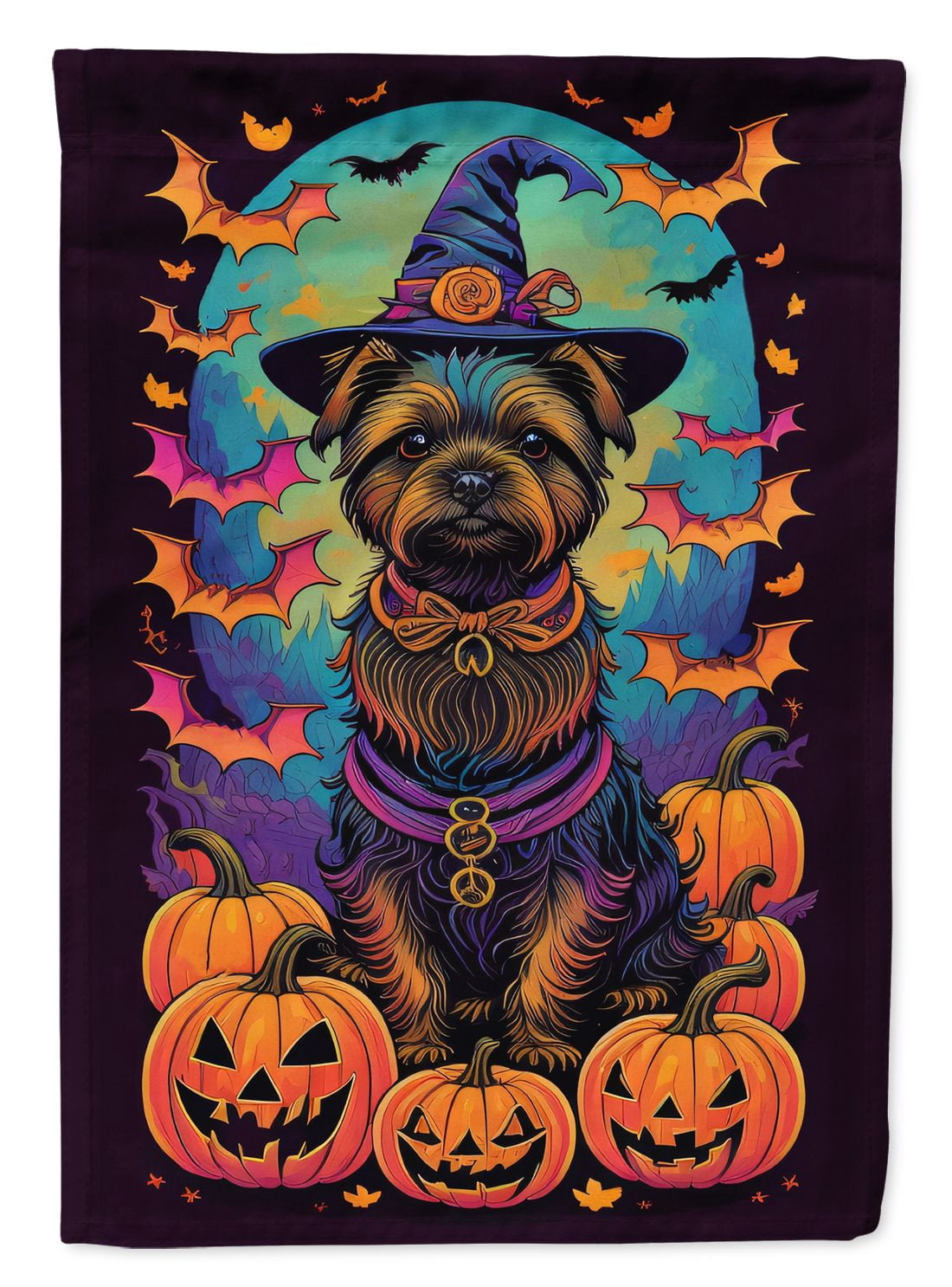 Halloween Cairn Terrier Dog House Flag 28x40IN Double-Sided Polyester Decorative Sleeve Pole Flag for Outdoor Home Garden