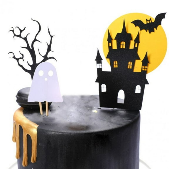Halloween Cake Topper Haunted House Cake Topper Halloween Cake Decoration Ghost Cake Decoration Pumpkin Cupcake Decoration for Wizard Party Ghost Party Spider Party