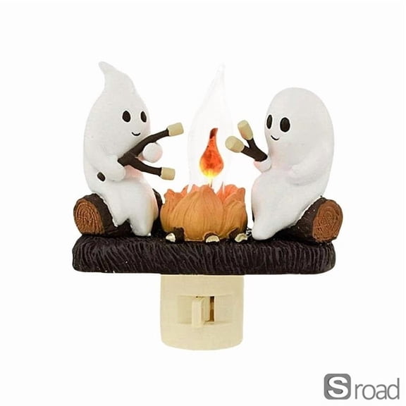 Halloween Campfire Night Light - Plug-in Flickering LED Nightlight With 3D Figures, Decorative  Ambient Light For Kids, Adults, Home Decor,US
