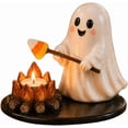 thumbnail image 1 of Halloween Campfire Tealight Holder, Cute Ghost Mummy Scarecrow Statue Candle Holders, Ghost Campfire Gathering for Indoor Halloween Decor, Cozy Fall Tabletop Accent (A2), 1 of 6