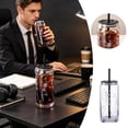 thumbnail image 1 of Halloween Can Shaped Glass Tumbler with Lid and Straw, 20oz Clear Drinking Cup with Spooky Designs, Reusable Iced Coffee Cup for Home Office Party Fall Halloween Gift, 1 of 7