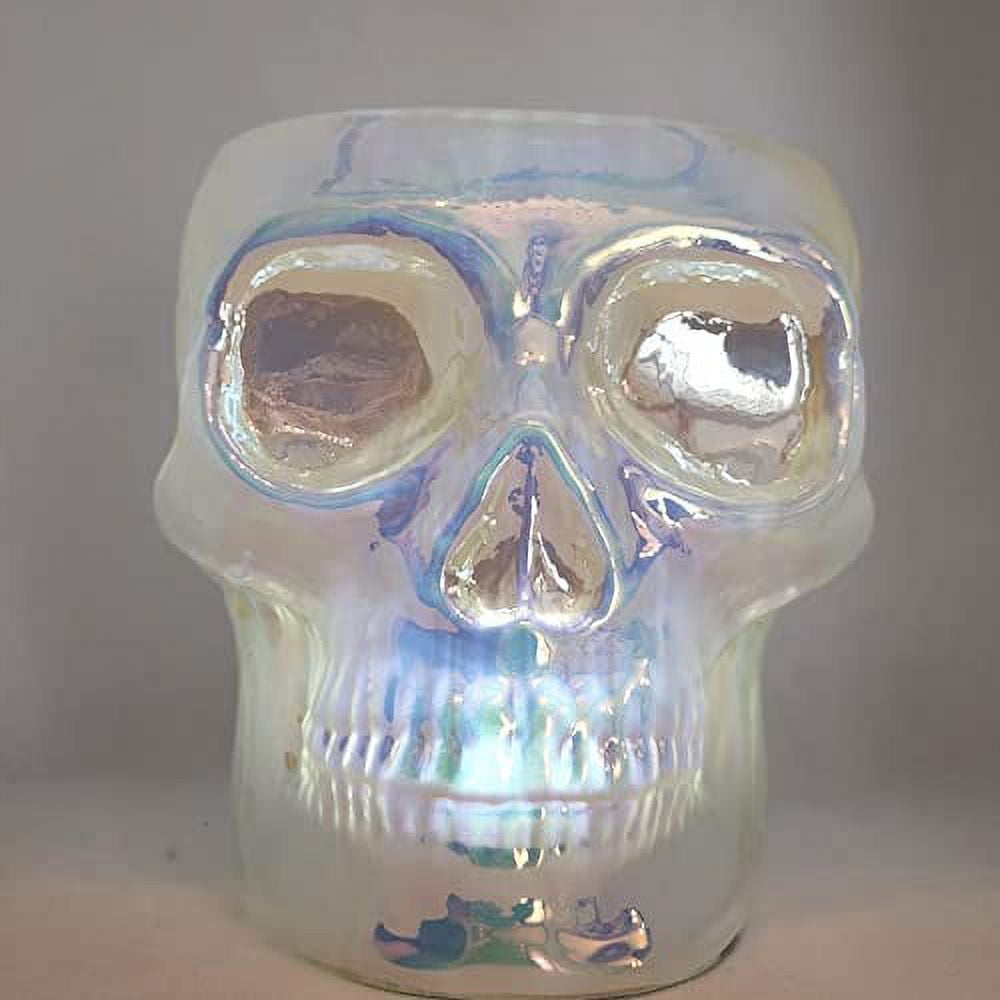 Halloween Candle Holder Compatible with Bath & Body Works and White Barn  3-Wick Candles (Candle NOT Included) - Iridescent Skull Pedestal 
