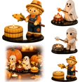 thumbnail image 1 of Halloween Candle Holder Decorations Indoor, Ghost Decor and Scarecrow Figurines With Glowing Campfire Tea Light, Vintage Halloween Decor Tabletop Ornament for Home Office Party, 1 of 5