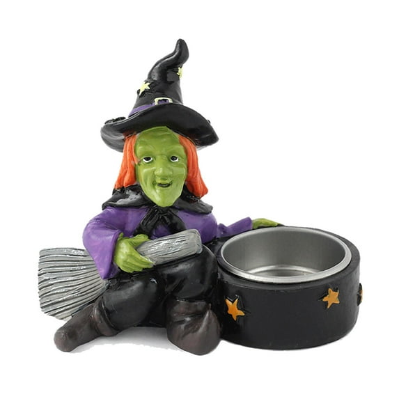 Halloween Candle Holder Spooky Witch Tealight Candle Holder Scary Halloween Decorations Horror Skeleton Skull Candle Holder for Bedroom Living Room Mantel Shelf Tabletop Decoration