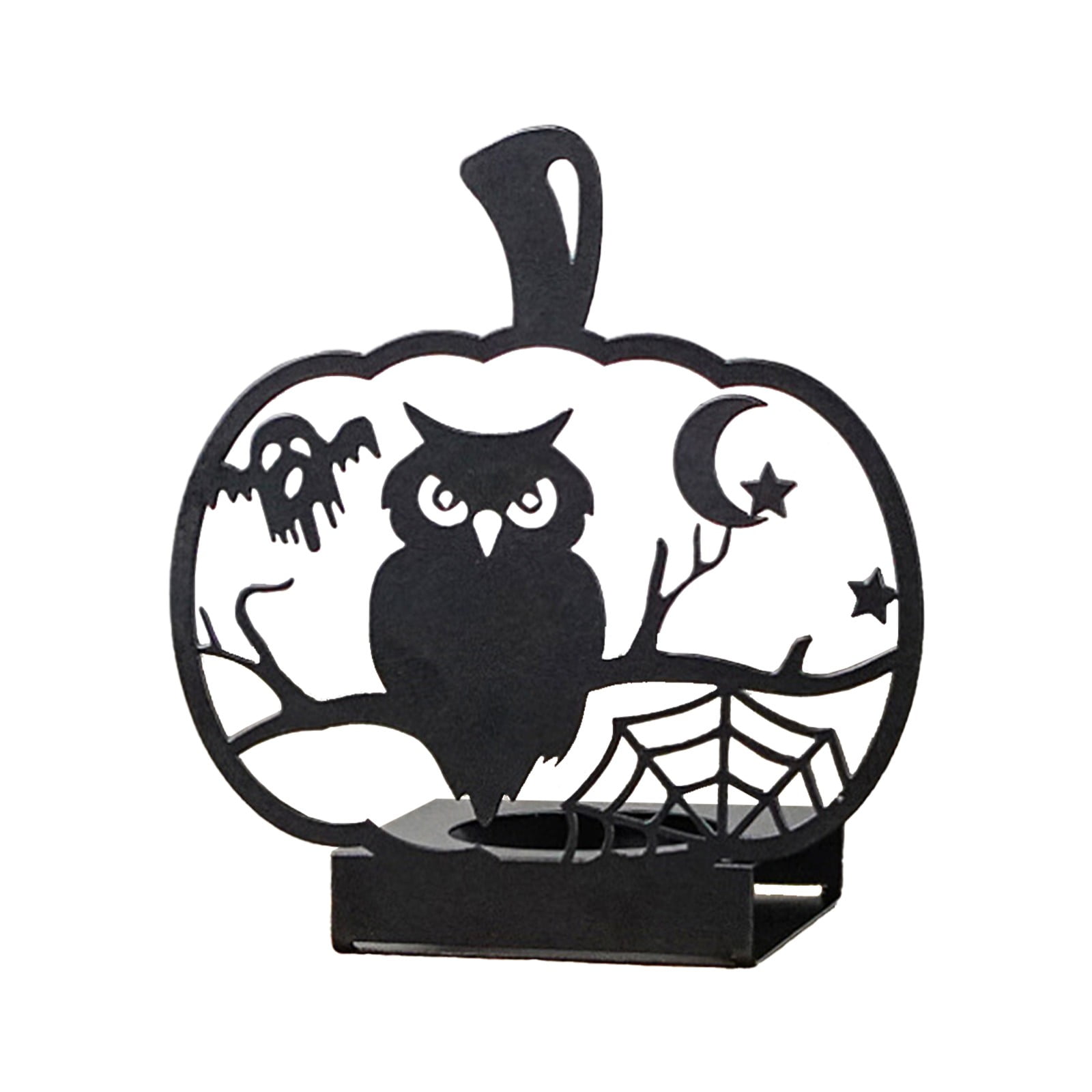 Halloween Shadow Candle Holder - Metal Pumpkin Cat Silhouette Tealight Holder For Spooky Decor
