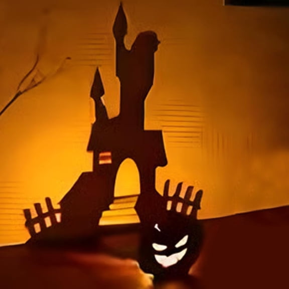 Halloween Candle Holder - Vintage Metal Shadow Projector Creates Spooky Wall Effects, Black Ghost Tealight Stand for Haunted House & Party Decor