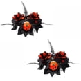 thumbnail image 1 of Halloween Candle Holders, Halloween Table Centerpieces, Spooky Halloween Decorations, Candle Rings Wreaths, 2-Piece Burgundy Rose Pumpkin Mini Wreath Set for Pillar Candles,, 1 of 7