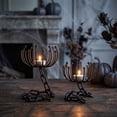 thumbnail image 1 of Halloween Candle Holders Set of 2 Black Metal Gothic Candlestand, Arachnid Web Style with Curved Branch Details, Tabletop Centerpiece for Ghost House Party Home Decor Display, 1 of 7