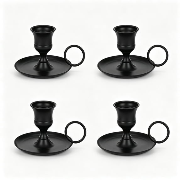 Halloween Candle Holders with Handles,Black Taper Candlestick Holder for Dining Table, Fireplace Mantel, Christmas and Home Decor