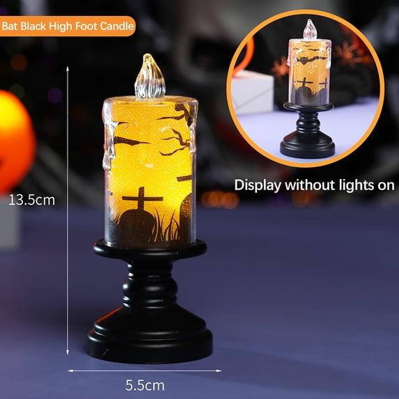 Halloween Candle Light, Halloween Flameless Candles Battery Operated 3D LED Candles Warm Light Crystal Pillar Candles for Indoor and Outdoor Halloween Party Decoration Supplies