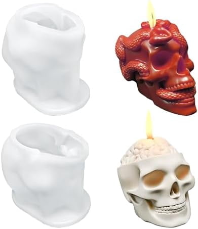 Halloween Candle Molds, Snake Skeleton& Brain Skull Wax Molds for ...
