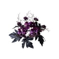thumbnail image 1 of Halloween Candle Rings with Artificial Black Maple Leaves and Purple Flowers, Fall Candle Holders Small Candle Wreath Rings for Farmhouse Thanksgiving Wedding Centerpiece Table Decor, 1 of 5