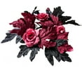 thumbnail image 1 of Halloween Candle Rings, Red Rose and Black Maple Leaf Small Wreaths, Gothic Candle Holder Rings for Pillars Table Centerpieces Party Halloween Wedding, 1 of 5