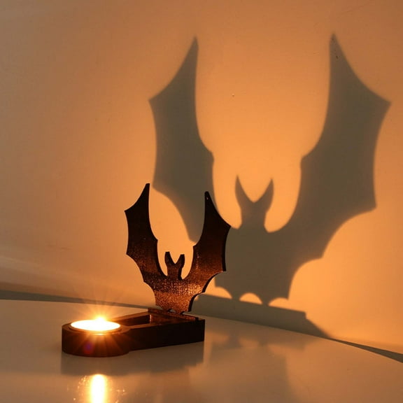 Halloween Candle Stand Projection Decor with Light and Shadow Effect for Desktop Tabletop Party Holiday Decoration