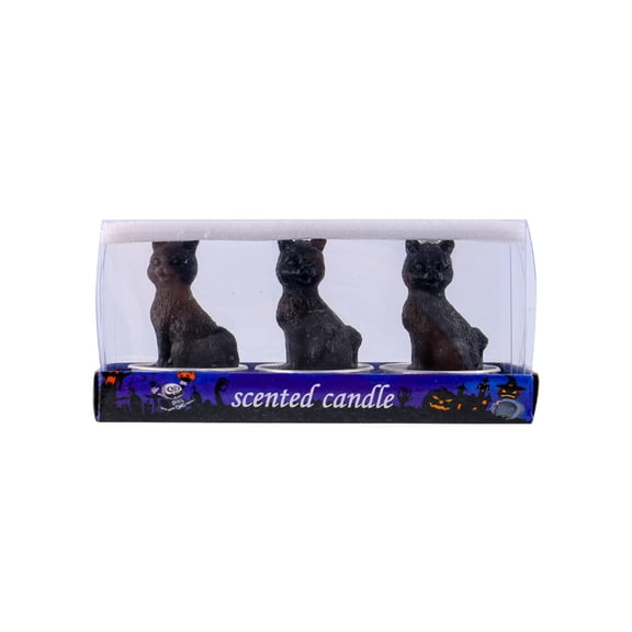 Halloween Candle Trio, Spooky Wax Tealights with Aluminum Cups for Mantel Shelf, Party Decor
