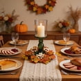 thumbnail image 1 of Halloween Candle Wreath Candle Holder Maple Leaf Rose Wreath Table Decor Fall Autumn Decoration Harvest Festival Centerpiece Home Coffee Table Window Party Ornament Decorative Supplies, 1 of 6
