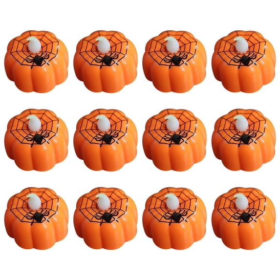 Halloween Candles 12Pcs Halloween Ghost Festival Pumpkin Lantern Pumpkin Candle Led Light Night Light Party Decoration Ornament Candle