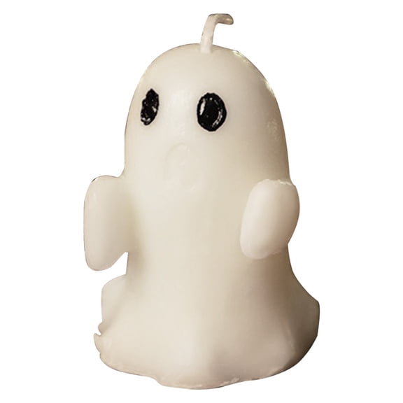 Halloween Candles Ghosts Shape, Scented Spooky White Wax Burning Candle, Halloween Party Decorations for Apartment Bedroom Hallway Entryway Haunted House Window, B