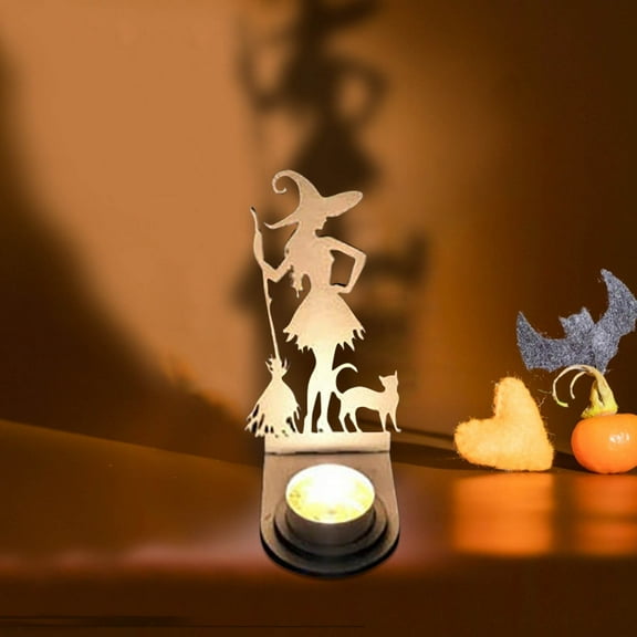 Halloween Candles Holder Halloween Decorations Spooky Black Ghost Tealight Candle Holders with Shadow Vintage Scary Candle Stands Table Decor