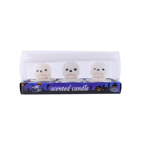 Halloween Candles Set Of 3 Spooky Tea Light Candles For Party Decorations Photo Props Paraffin Wax With Aluminum Base 1 Pack 0.22 Lb