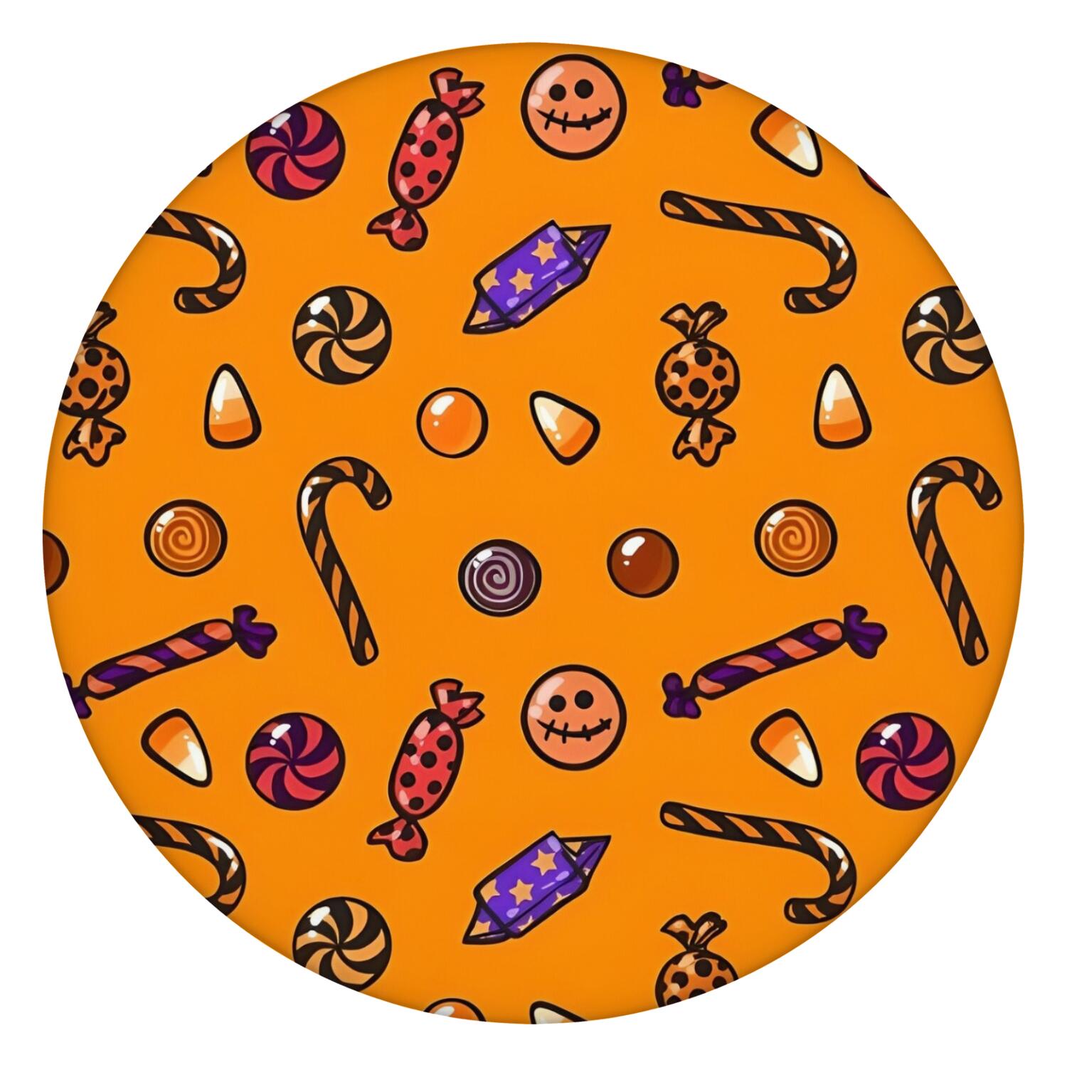 Halloween Candy Assortment Pattern Round Fitted Tablecloth with Elastic ...