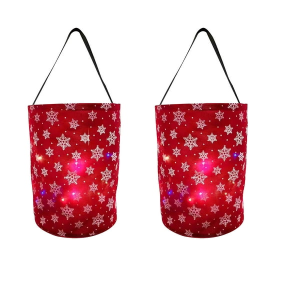 Halloween Candy Bag, Christmas Candy Tote, Reusable Snowman Treat Bags with Handles for Kids Party, Lightweight Portable 10x18 Inch Holiday Goodie Storage Bucket, Durable Polyester Gift Basket