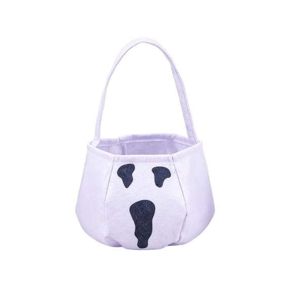 Halloween Candy Bag, Ghost Pattern Canvas Trick or Treat Handbag, 1 Pack Lightweight Reusable Carry Tote, For Kids Halloween Party Favors Snacks Goodies Gift Storage