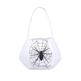 thumbnail image 1 of Halloween Candy Bag, Spider Web Print White Fabric Handheld Tote, 1 Pack Portable Treat Bag for Kids Halloween Party Favors Trick or Treat Goodies Storage Holiday Gift Giving, 1 of 6