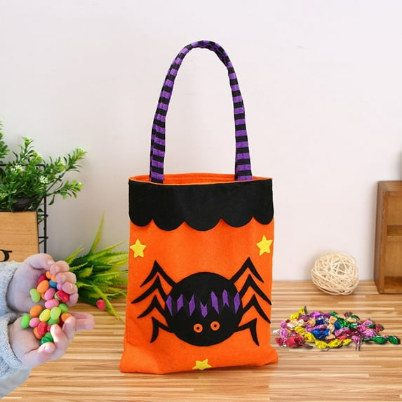 Halloween Candy Bag,Trick or Treat Bag,Spider Design Candy Large Bags Collapsible Ghost Multipurpose Reusable Halloween Basket for Kids Birthday Party Goodie Goody