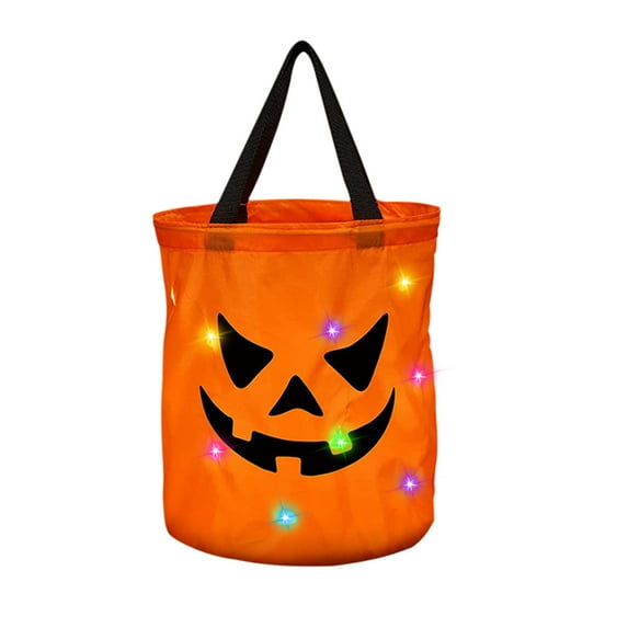 Halloween Candy Bags Halloween Party Led Candy Bags, Glowing Halloween Candy Baskets, Portable Gift Bags with Handles, Multipurpose Reusable Buckets for Gift Wrapping, Halloween Party Supplies