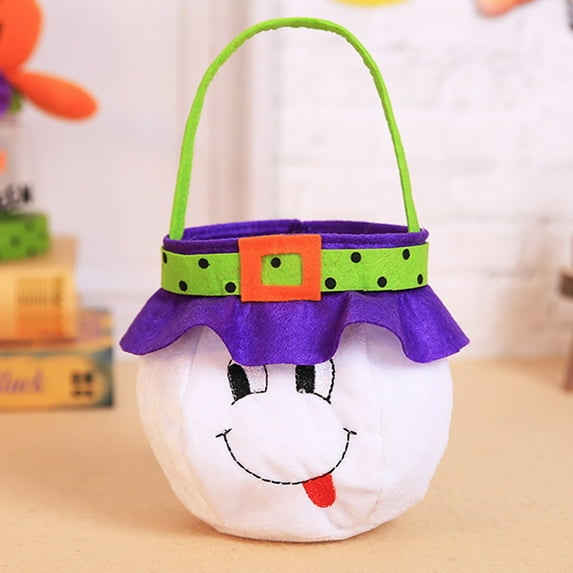 Halloween Candy Bags for Kids, Reusable Trick or Treat Party Favors, Non-Woven Cloth Handbags for Treats Toys Gifts Storage, 5 Styles (Witch Ghost Cat Vampire Pumpkin)