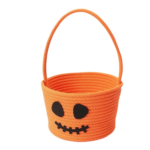 Halloween Candy Basket Pumpkin Cotton Rope Storage Basket for Party Favors Home Decorative Table Centerpiece Autumn Fall Fall Seasonal Decor, 1Pack B
