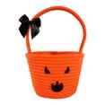 thumbnail image 1 of Halloween Candy Basket Pumpkin Woven 10.6x6.7x6.7in with Bow Handle Portable for Kids Trick or Treat Collection by OVFUIZ, 1 of 9