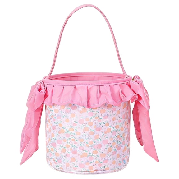 Halloween Candy Basket, Seersucker Ruffle Egg Hunt Candy Tote Bags Halloween Decorations, Cute Pumpkin Rabbit Printed Fruit Sugar Gift Bucket Holiday Party Favor Totes
