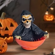 Halloween Candy Bowl, Animated Halloween Candy Bowl, Animated Skull Bowl, Motion-Activated Moving Skeleton Hand with LED Eyes & Sound Effects, Spooky Trick-or-Treat Decor