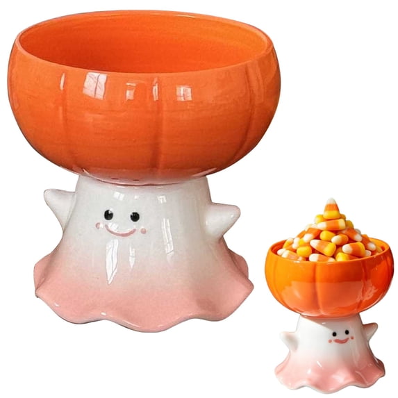 Halloween Candy Bowl Ghost Candy Dish, Cute Ghost Shaped Ceramic Halloween Bowl with Deep Wide Holder, 1 Pc Reusable Treat Container for Tabletop Entryway Party Decor