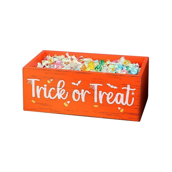 Halloween Candy Bowl,Wooden Funny Candy Dish Trick or Treat Large Halloween Candy Dish Holders Wood Serving Bowl Tableware for Halloween Parties Decorations