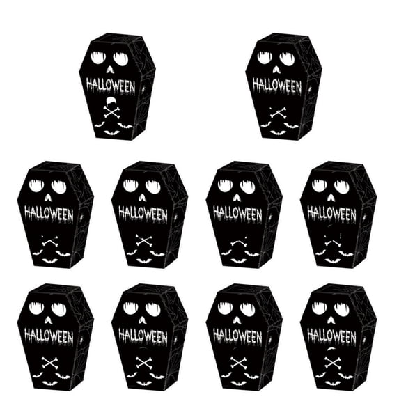 Halloween Candy Boxes 10 Pack, 6.3" Coffin Shape Treat Paper Boxes with Cross Design, Goodie Containers for Trick or Treat, Party Supplies, Spooky Gift Holders for Festive Celebrations, A