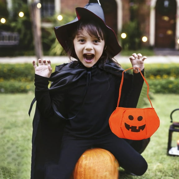 Halloween Candy Bucket Bag,11*8" Reusable Felt Goody Candy Bag, Pumpkin Ghost Tote Bag Candy Bucket, Halloween Party Gifts for Kids Halloween Bucket Large, Ideal Halloween Party Gifts