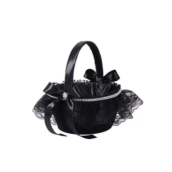 Halloween Candy Bucket Black Lace 8 Inch Trick Or Treat Basket Gothic Halloween Decor for Student Halloween Party Favors Supplies for Holiday Trick Or Treat Events, 1 Pack