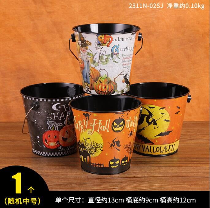 Halloween Candy Bucket Halloween Party Treat Bucket Portable Handle