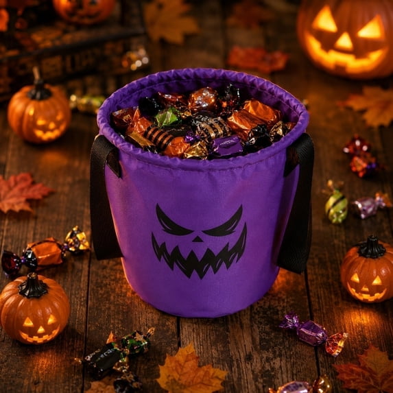 Halloween Candy Bucket Light Up Pumpkin LED Glowing Basket with Handle for Kids Trick or Treat Party Decor by OVFUIZ