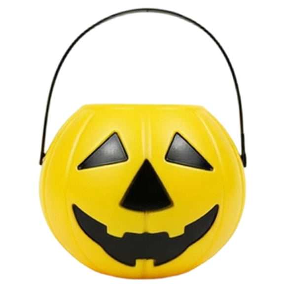 Halloween Bucket Pumpkin Pail 6.6" Portable Holder for Trick or Treat & Holiday Parties,Yellow