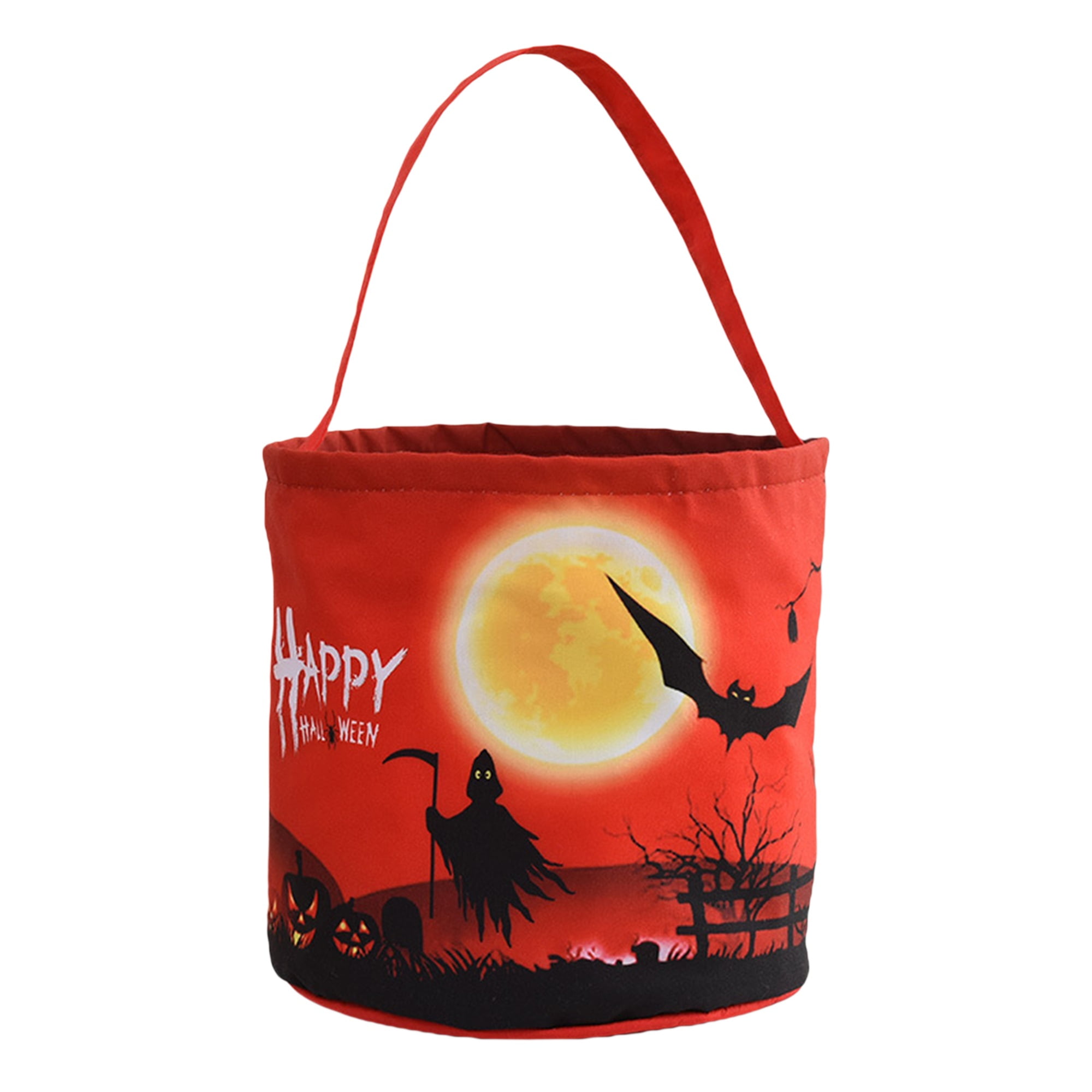 Halloween Candy Bucket with LED Light Halloween Basket Bags Reusable ...