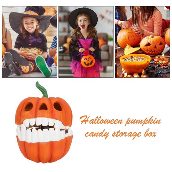 Halloween Candy Container Decorative Storage Box, Pumpkin Party Favors Holder, Festive Props for , Seasonal Home Decor for Autumn Fall Tabletop