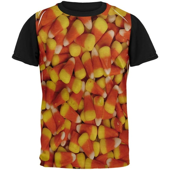 Halloween Candy Corn All Over Mens Black Back T Shirt Multi SM