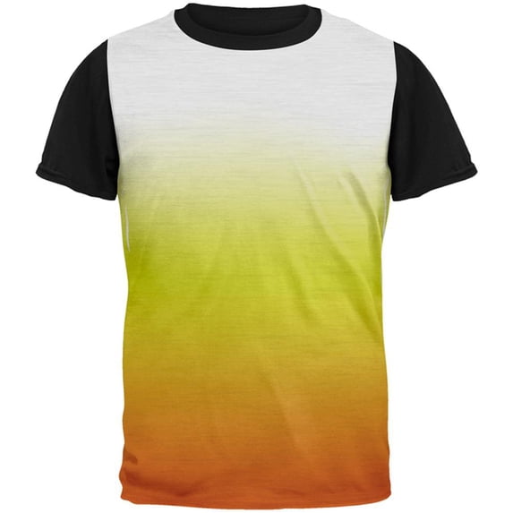Halloween Candy Corn Ombre Costume All Over Mens Black Back T Shirt Multi X-LG