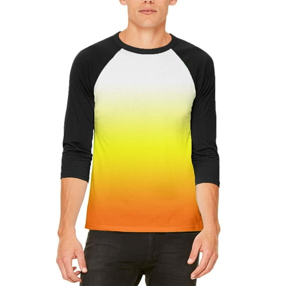Halloween Candy Corn Ombre Costume Mens Raglan T Shirt White-Black X-LG