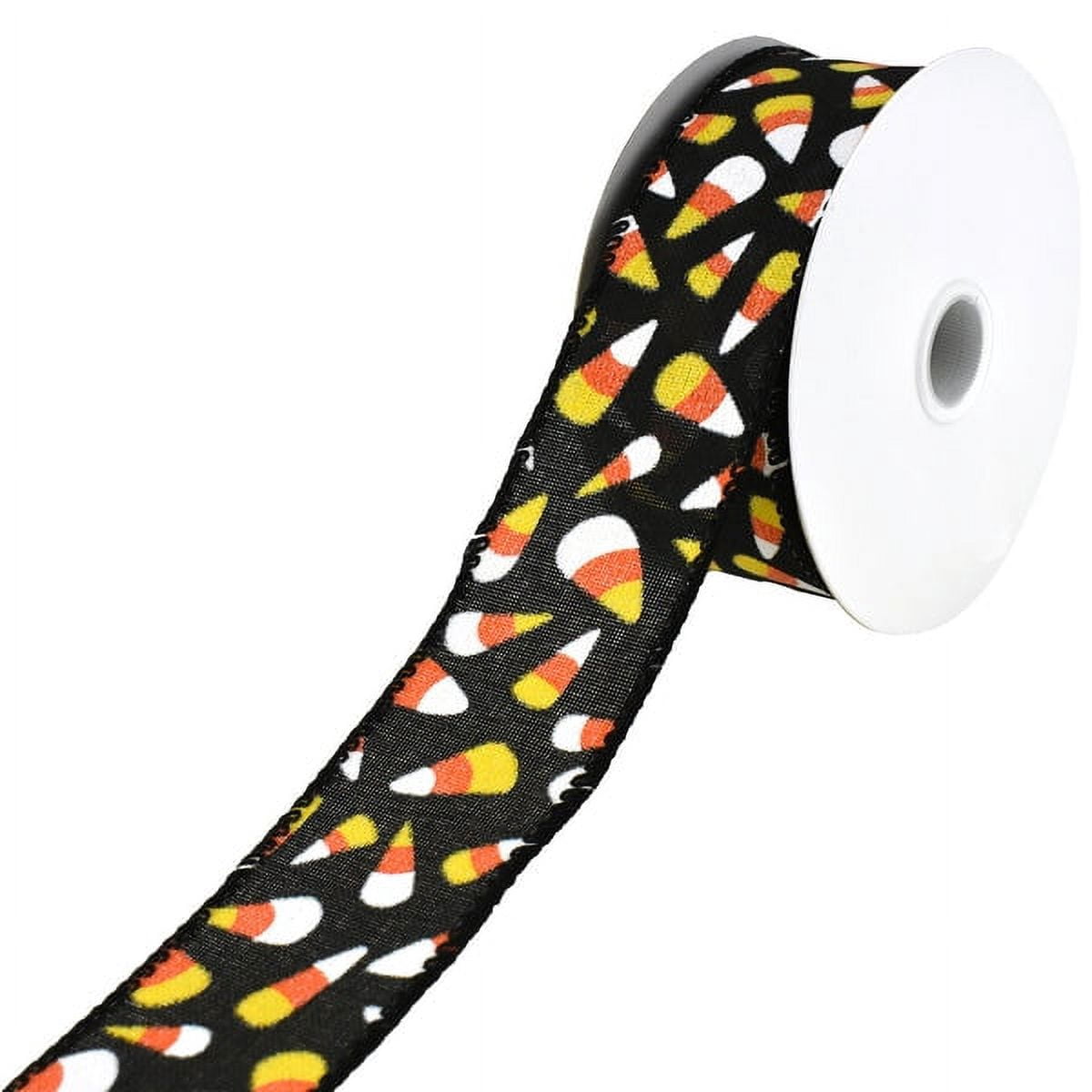 Corn Ribbons Halloween Candy Corn Pattern Wired Ribbon, 1-1/2-Inch, 10-Yard ...