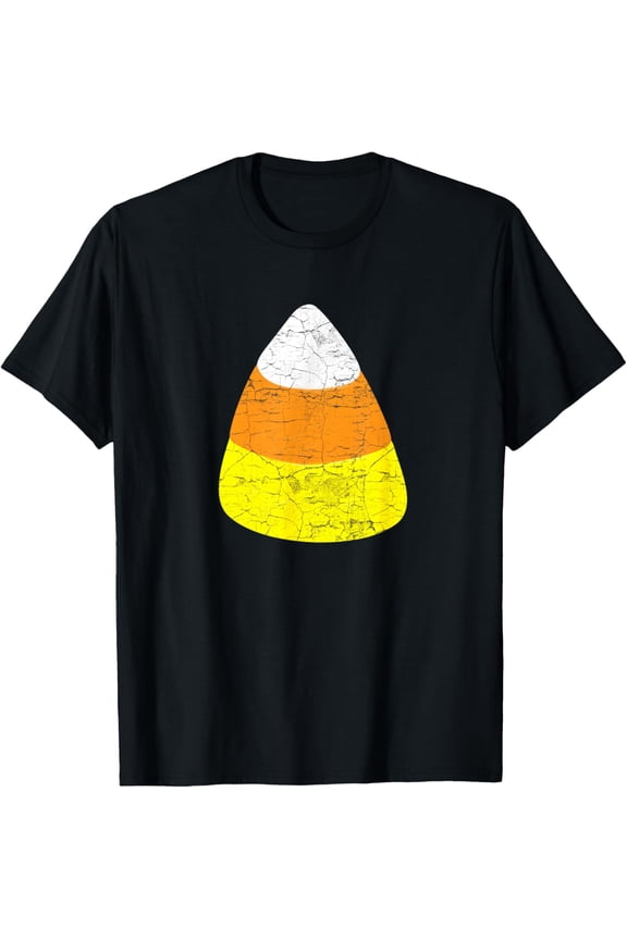 Halloween Candy Corn Vintage Illustration - Candy Corn T-ShirtMen and women, Black T-shirt, size: Extra large